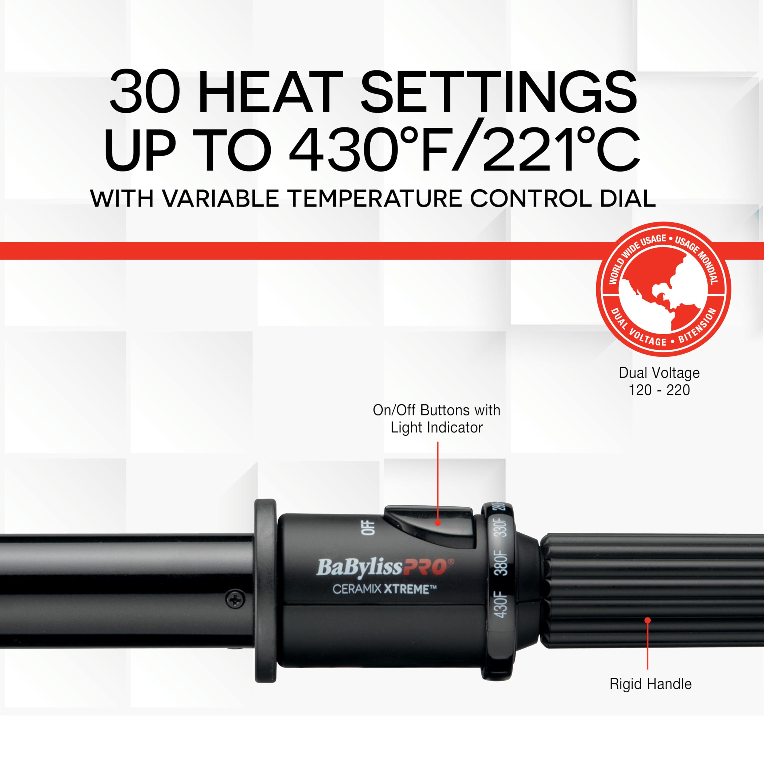 BaBylissPRO Ceramix Xtreme Ceramic Curling Iron for Long Lasting Curls - Professional Hair Styling Tool for Salon Quality Waves & Curls at Home | Perfect for Weddings, Parties & Everyday Styling