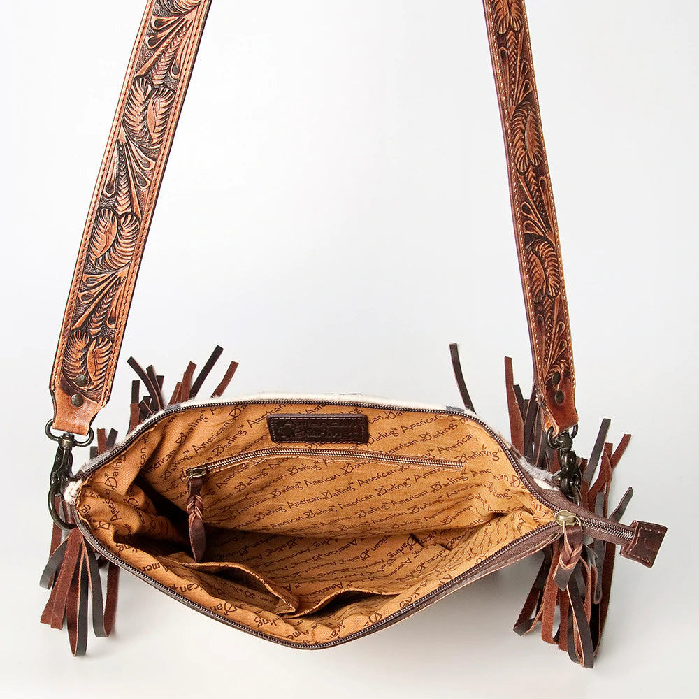 American Darling Blanket Purse with Tooled Leather - Stylish Crossbody Bag for Women, Boho Chic Handbag for Travel, Festival, and Everyday Use