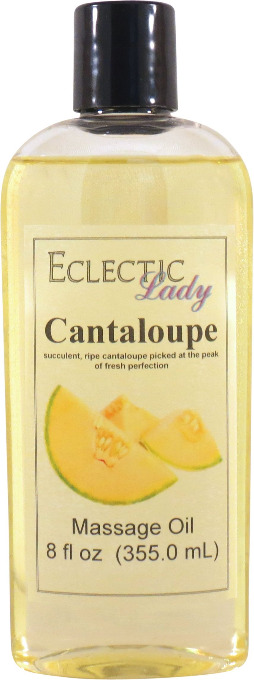 Organic Cantaloupe Massage Oil with Sweet Almond & Jojoba Oil - 8oz Preservative-Free Aromatherapy Oil for Relaxation, Couples Massage & Spa Treatments