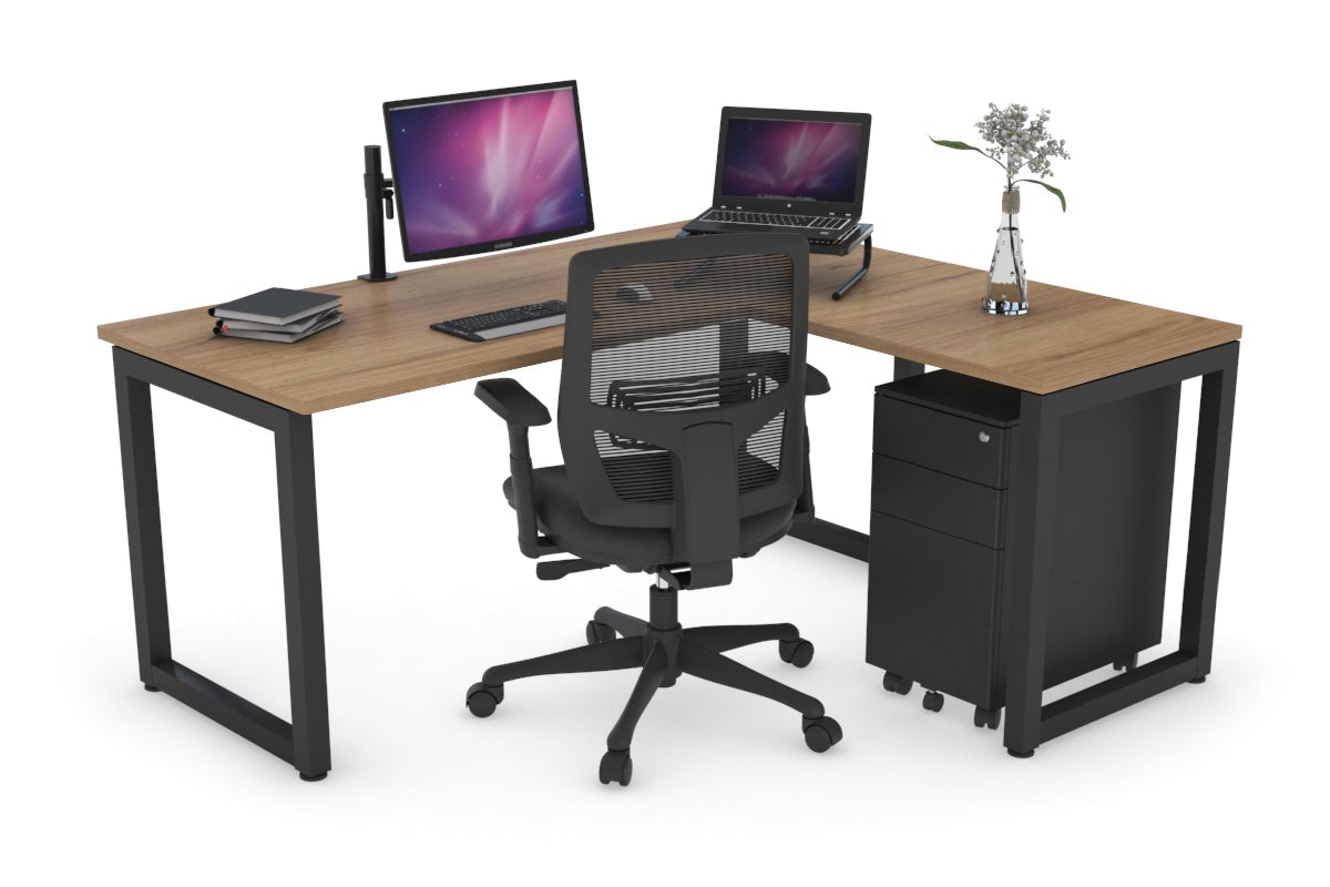 Quadro Loop Legs L-Shaped Corner Office Desk - 1800L x 1450W Dimensions, Ergonomic Home & Business Workspace Solution for Computer, Laptop, and Office Setup