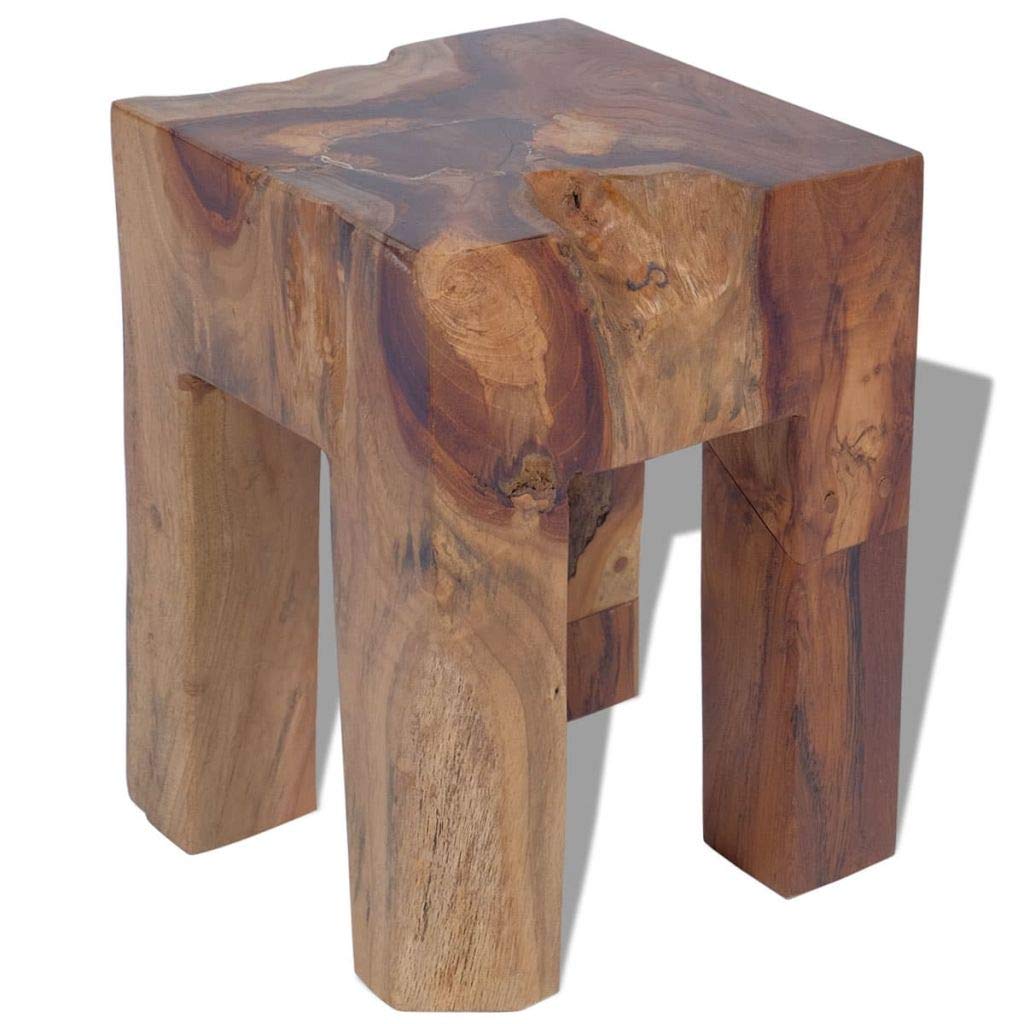 Rustic Teak Wood End Table - 11.8