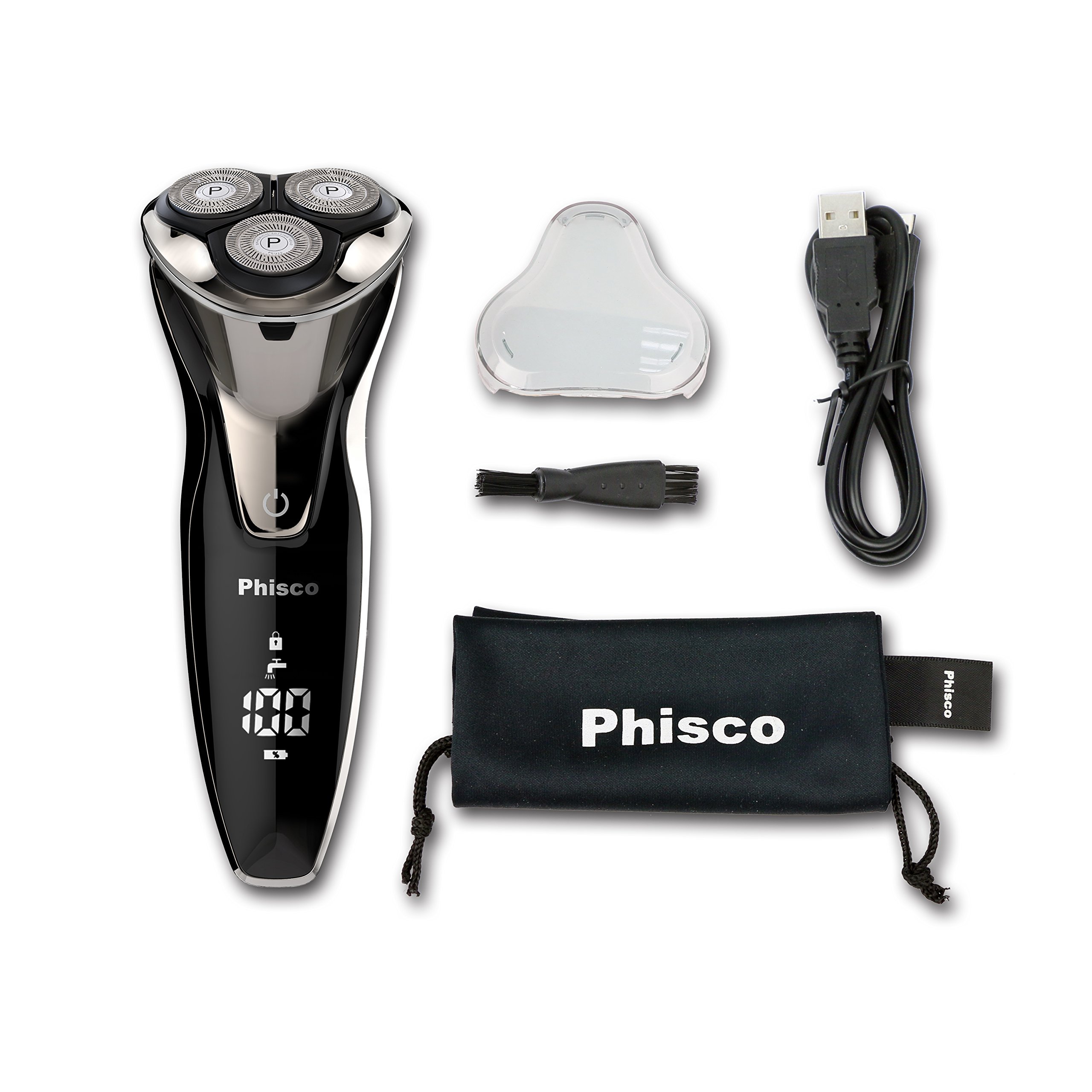 Phisco Men's Electric Razor - Rechargeable Wet & Dry Shaver with Precision Blades - Perfect for Travel, Gym & Daily Grooming