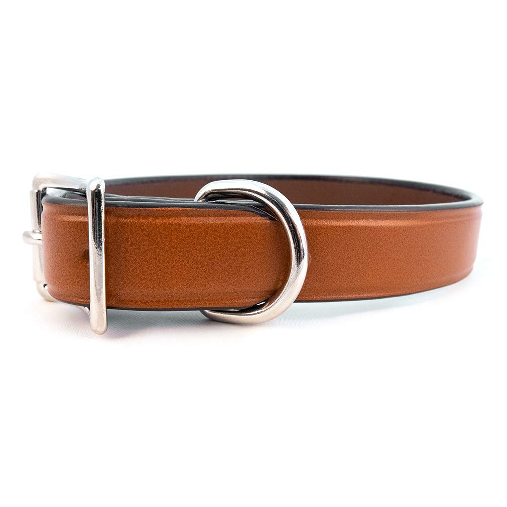 Premium Genuine Leather Dog Collar for Small Medium Large Breeds - Adjustable Tan Brown Pet Collar - Durable Comfortable for Daily Walks, Training & Outdoor Adventures