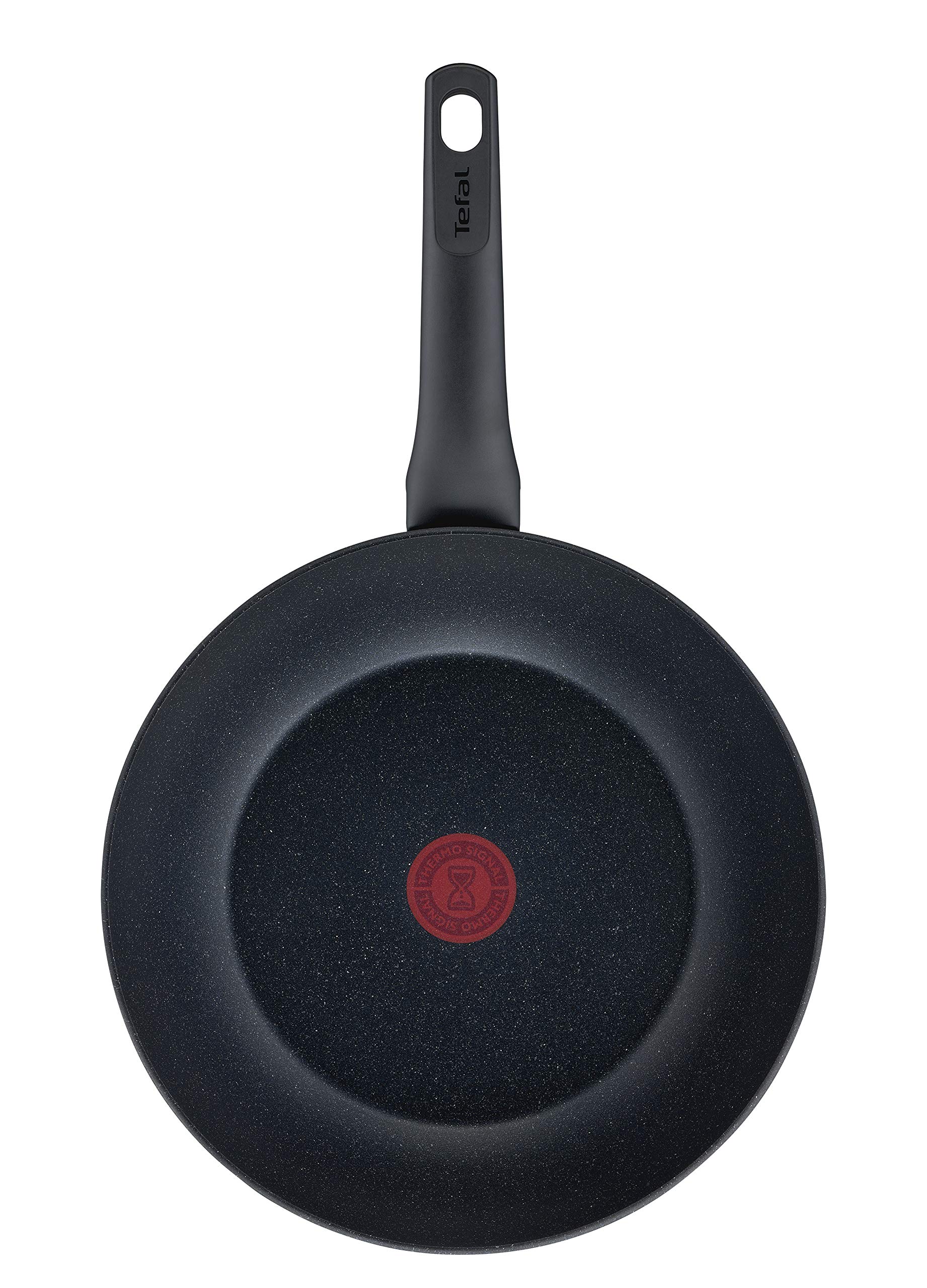 Tefal G28119 28cm Black Stone Wok - Non-Stick Mineralia Coating, Induction Compatible, Thermal Spot Indicator - Healthy Cooking, Durable Aluminum Pan for Stir Fry, Sauté & Asian Cuisine