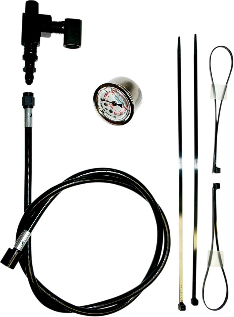 Black Remote Oil Pressure Gauge & Line Kit 9019 - Universal Automotive Engine Monitoring for Trucks, Cars & Motorcycles