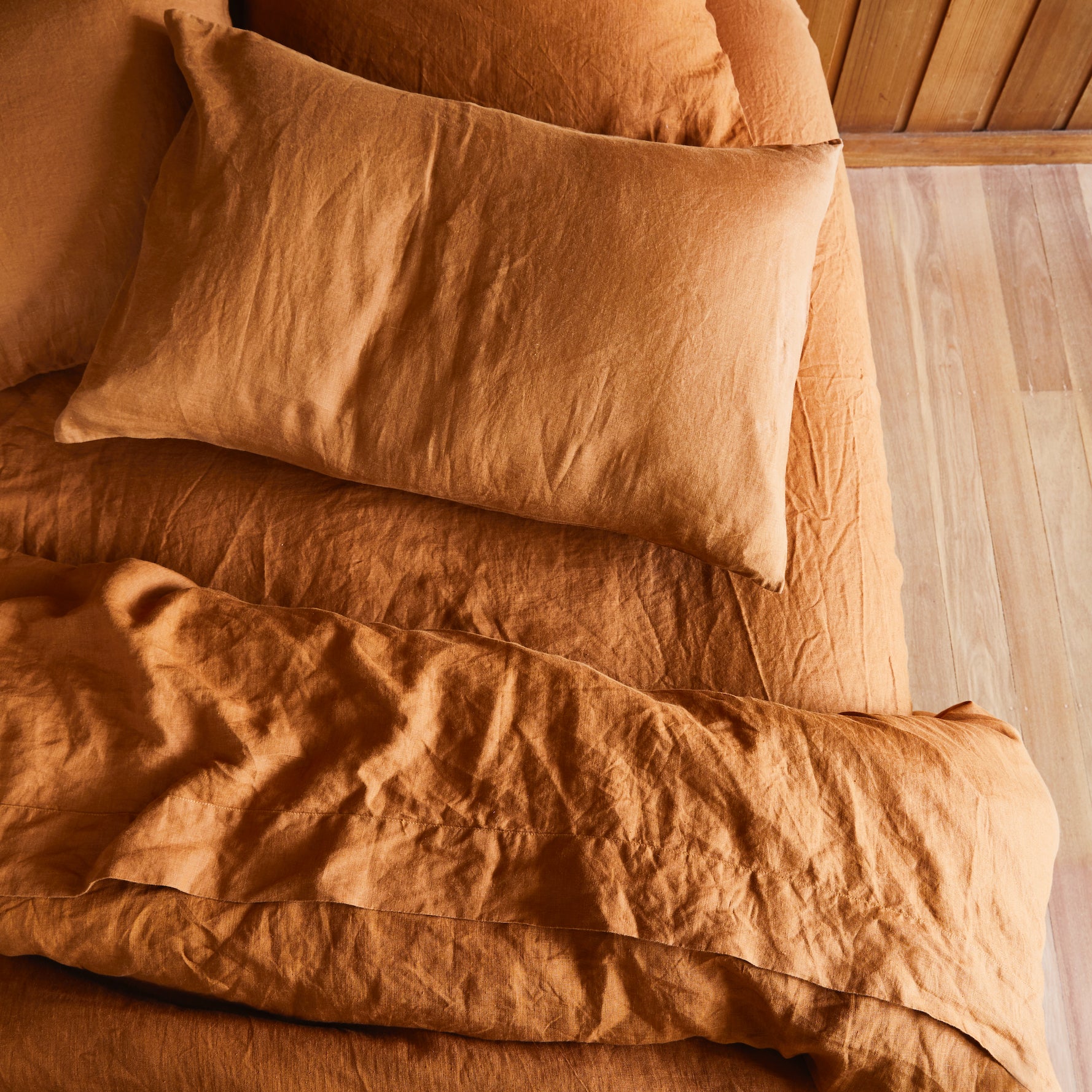 Premium 100% Linen Flat Sheet - Breathable & Soft Tobacco Brown - Queen Size Bedding for Summer & All Seasons - Perfect for Home, Hotel, and Airbnb Use