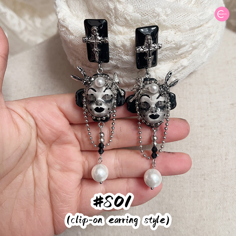 Gothic Doll Stud Earrings for Women - 23 Unique Designs - Perfect for Halloween, Cosplay & Alternative Fashion