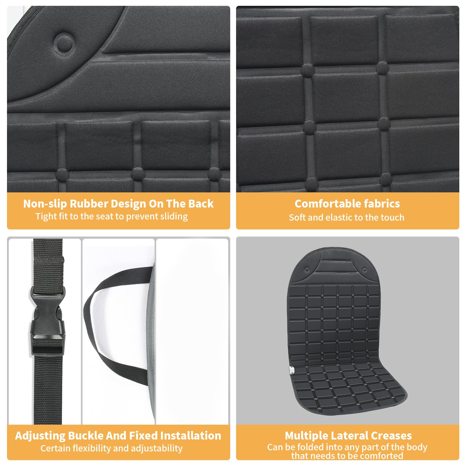 Premium Adjustable Winter Seat Covers with Buckle - 2-Pack Black Car Seat Cushions for Back & Seat Support - Perfect for Cold Weather Commuting & Long Road Trips