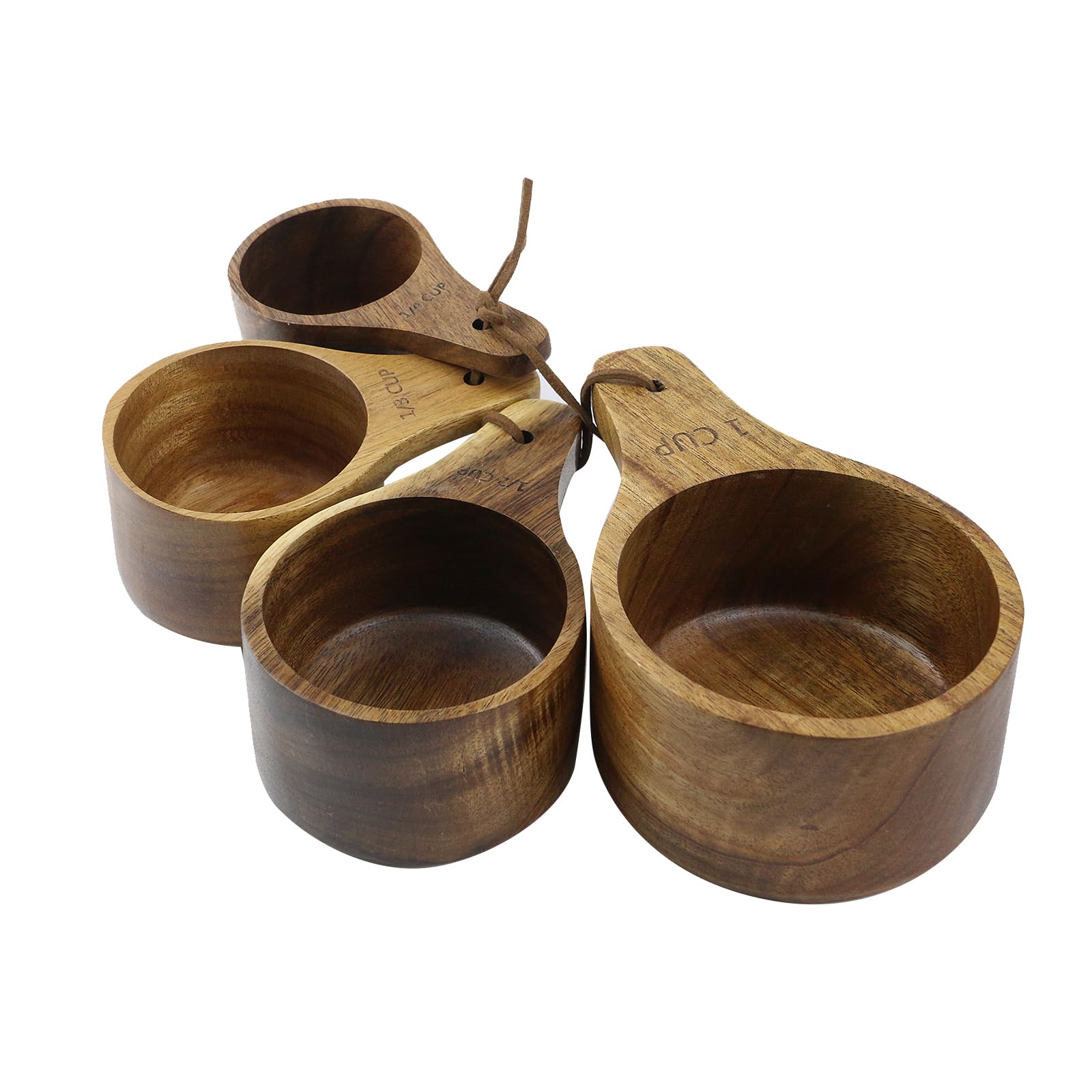 4PCS/Set Wooden Measuring Cup and Spoon Set for Baking, Cooking, Spices, Coffee, Tea & Milk Powder - Perfect for Home Kitchen, DIY Recipes & Gift Giving