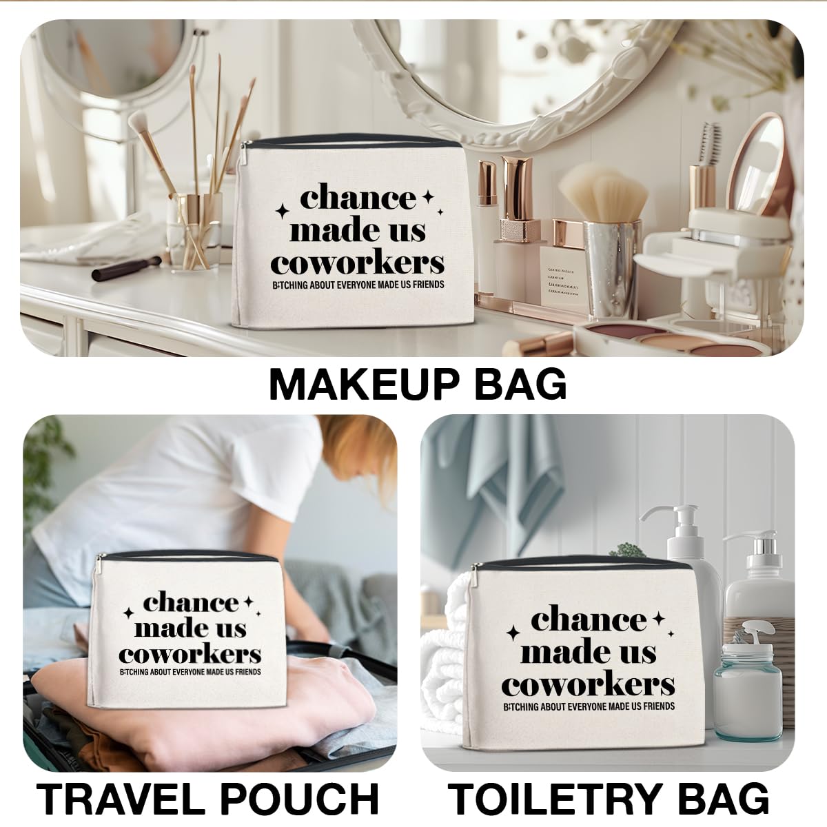Stylish Makeup Bag for Women - Coworker Gifts, Cosmetic Travel Organizer, Retirement or New Job Present, Zippered Toiletry Pouch for Purse - Perfect for Office Farewells, Travel & Daily Essentials