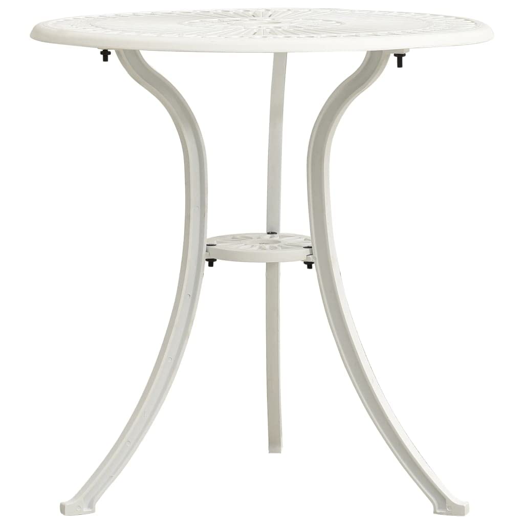 White Cast Aluminum Outdoor Dining Table with Iron Legs - 24.4x24.4x25.6 Inch Patio Table for Poolside, Garden & Backyard Dining | Indoor Outdoor Use