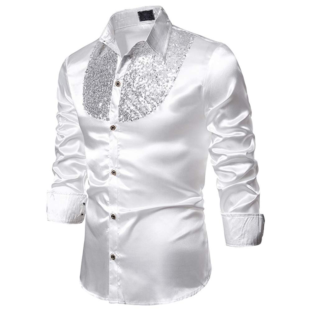 Men's Floral Long Sleeve Dress Shirts for Wedding, Prom & Party - Formal Button Down Shirt for Business, Office & Special Occasions