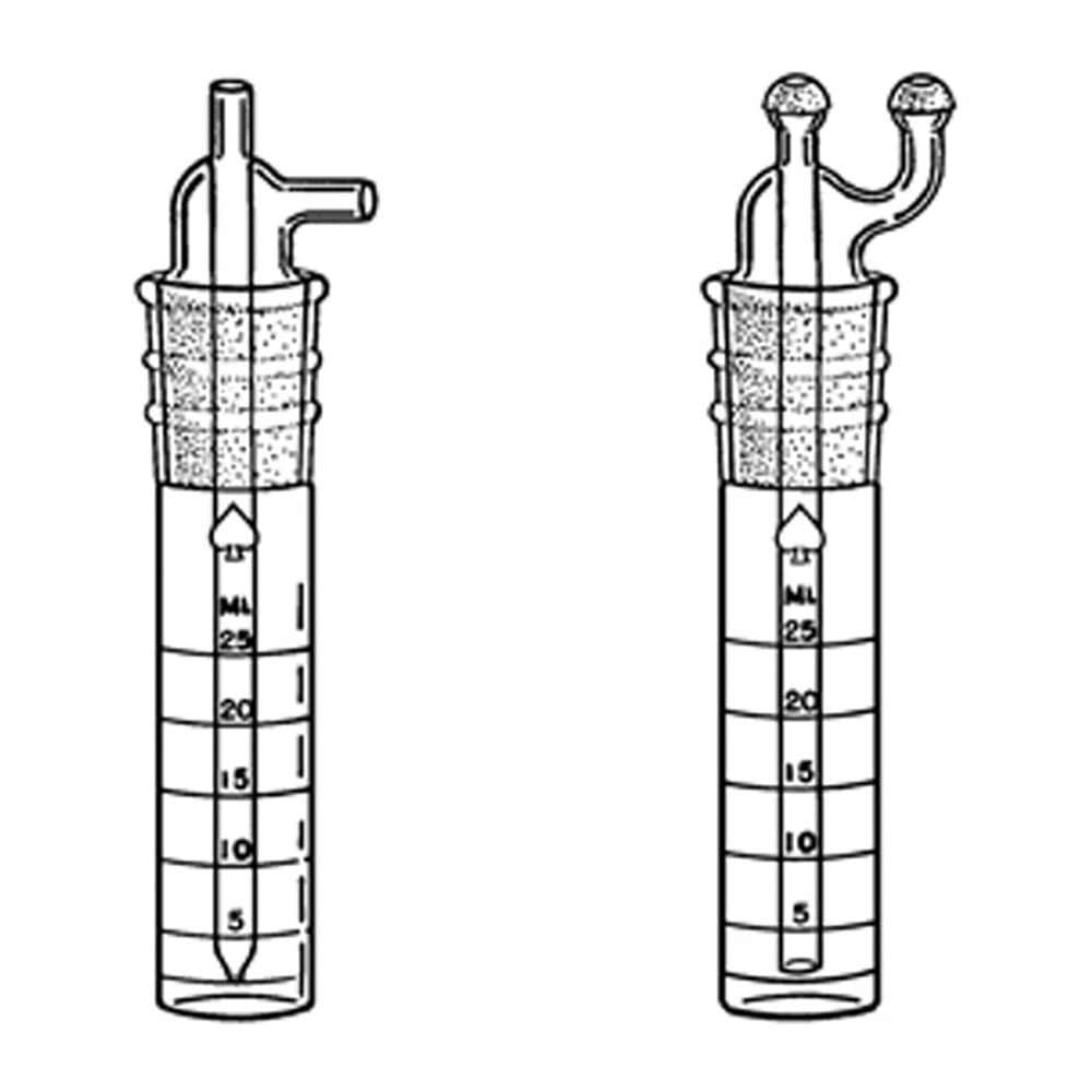 7531-29 Impinger Air Sampling Device - 12/5 Socket Inlet, 12/5 Ball Outlet Stopper, Calibrated Nozzle, 25mL Capacity - for Industrial Air Quality Testing & Environmental Monitoring