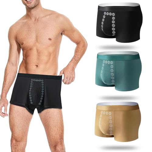 Magnetic Underwear for Men - 3 Pack Energetic Massage Boxer Briefs with Health Benefits | Perfect for Daily Wear, Workout & Relaxation