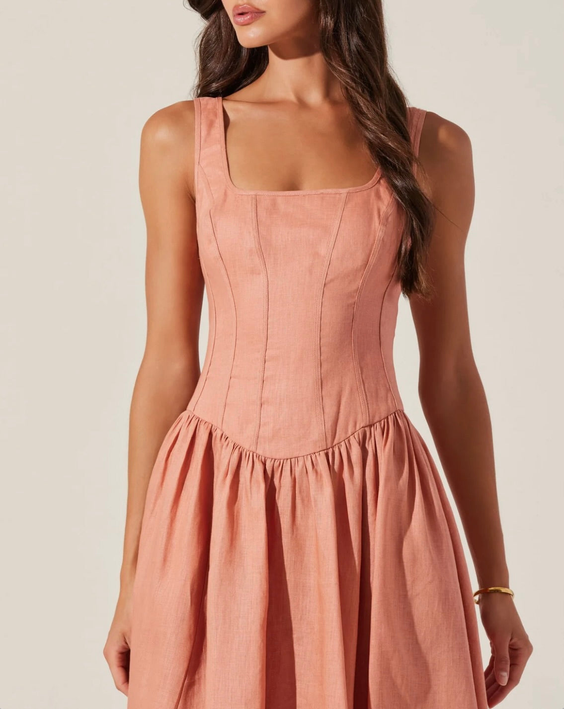 Thierry Linen Midi Dress for Women - Elegant Dusty Rose Summer Dress | Casual & Beach Wear, Boho Chic Outfit, Vacation Dress
