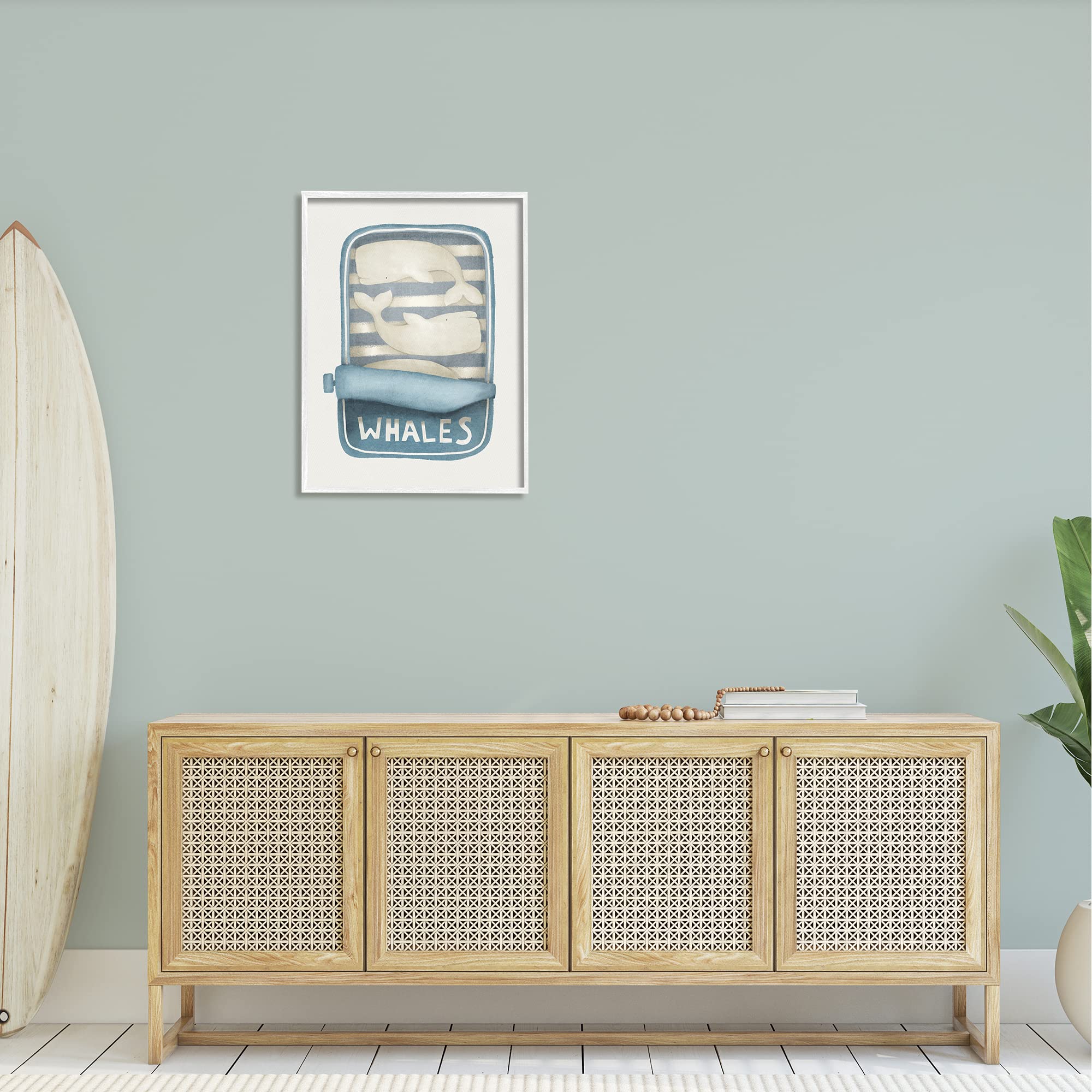 Stupell Industries Whimsical Tuna Can Whales Wall Art - Leah Straatsma Sea Life Decor for Coastal & Nautical Home Decor | Perfect for Beach House, Kids Room & Ocean-Themed Spaces