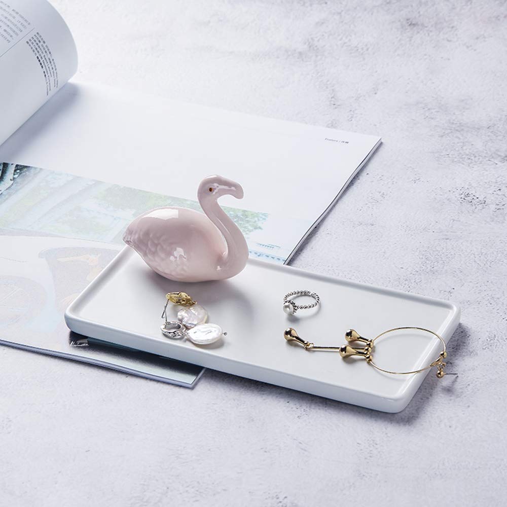 Stylish Ceramic Jewelry Tray - Cat, Flamingo & Cactus Designs for Bathroom Vanity, Dresser & Home Decor | Perfect for Organizing Rings, Cosmetics, Candles, Perfume & Soap | Elegant Storage Solution for Bedroom, Bathroom & Gift Giving