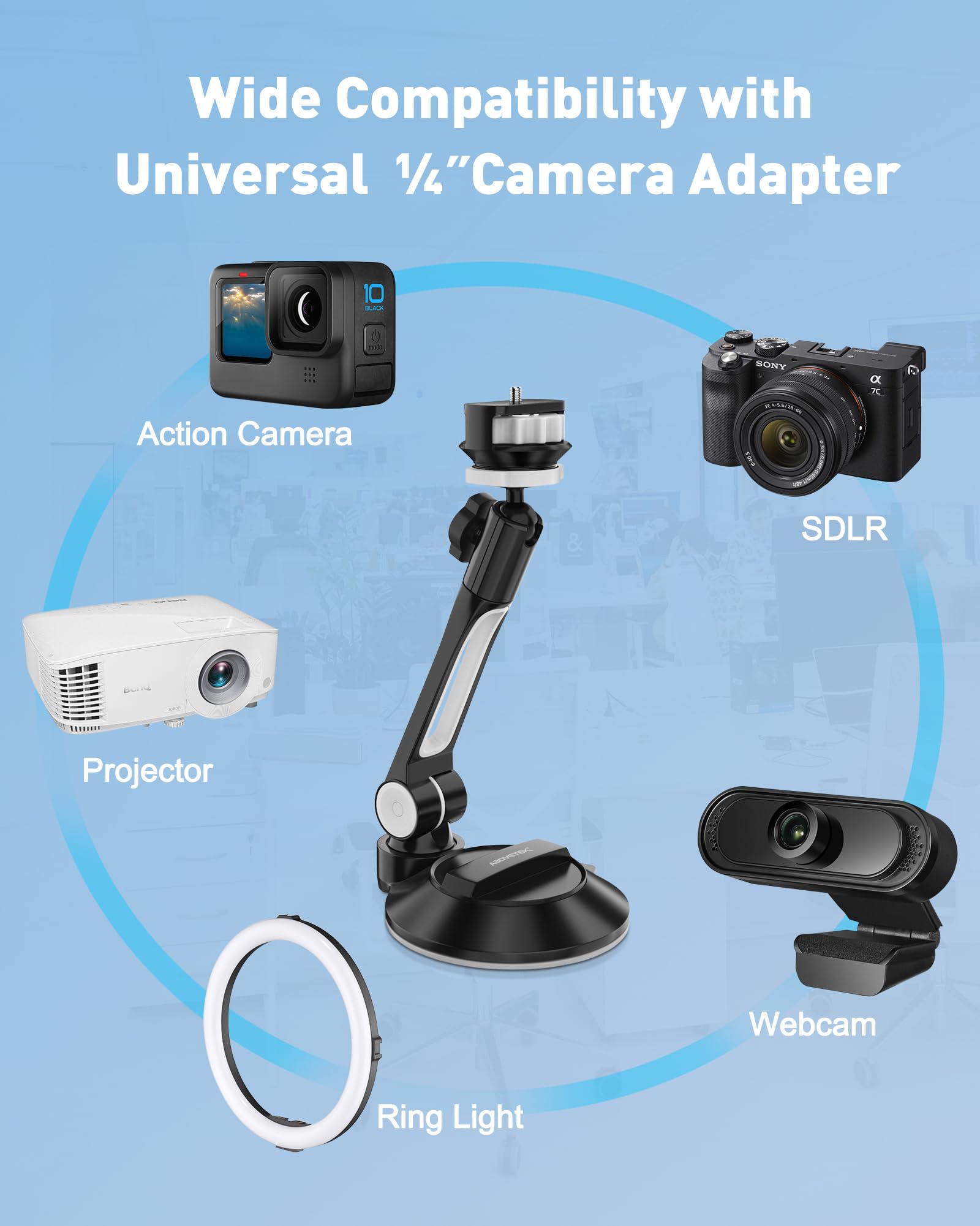 AboveTEK Universal Suction Cup Mount for iPad, Tablet & Phone (4