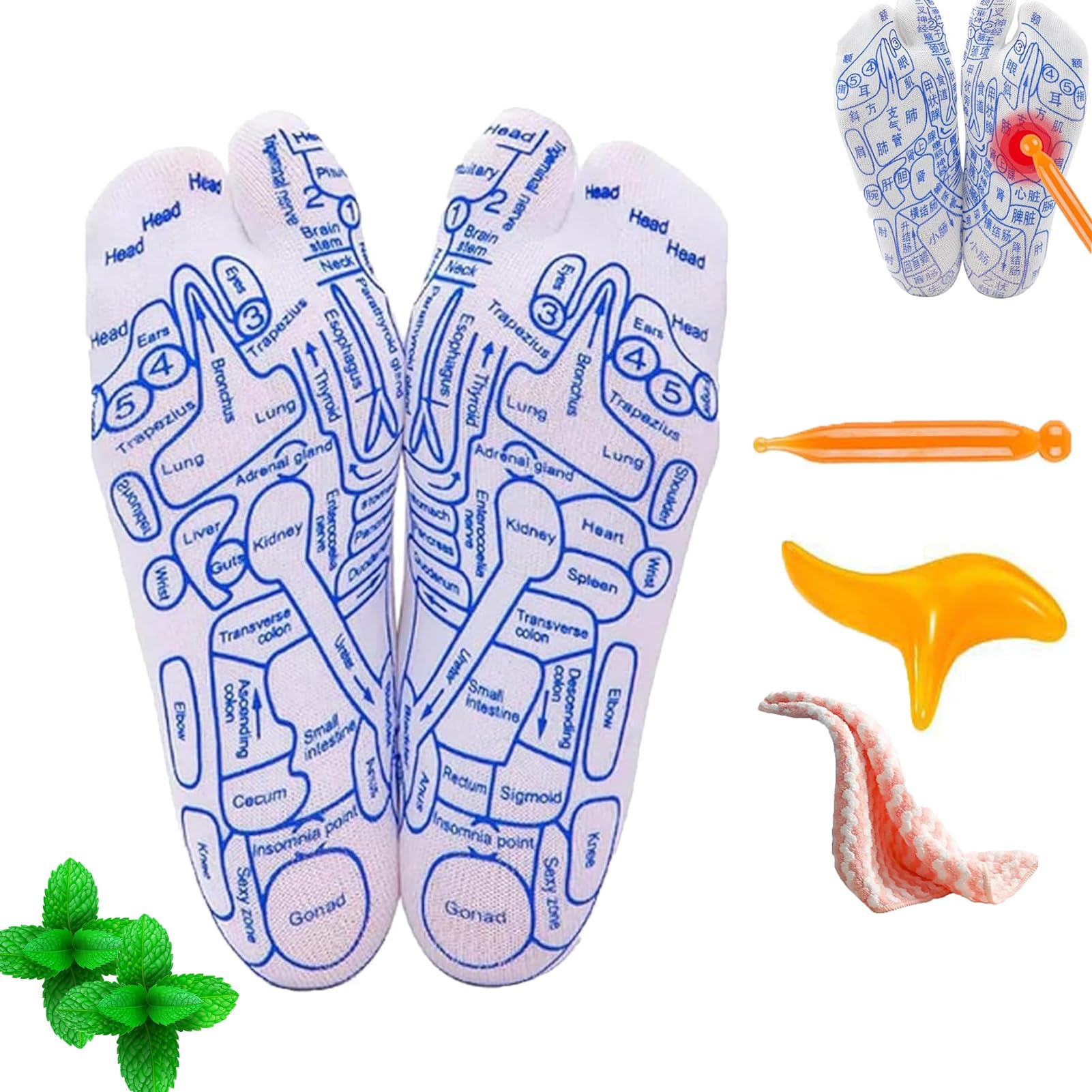 **Reflexology Socks Set for Men (Size 40-45) – Acupressure Foot Massage Socks with Pressure Points & Massage Tool – 2024 New Design for Pain Relief & Relaxation – Perfect for Home, Yoga, and Post-Workout Recovery**