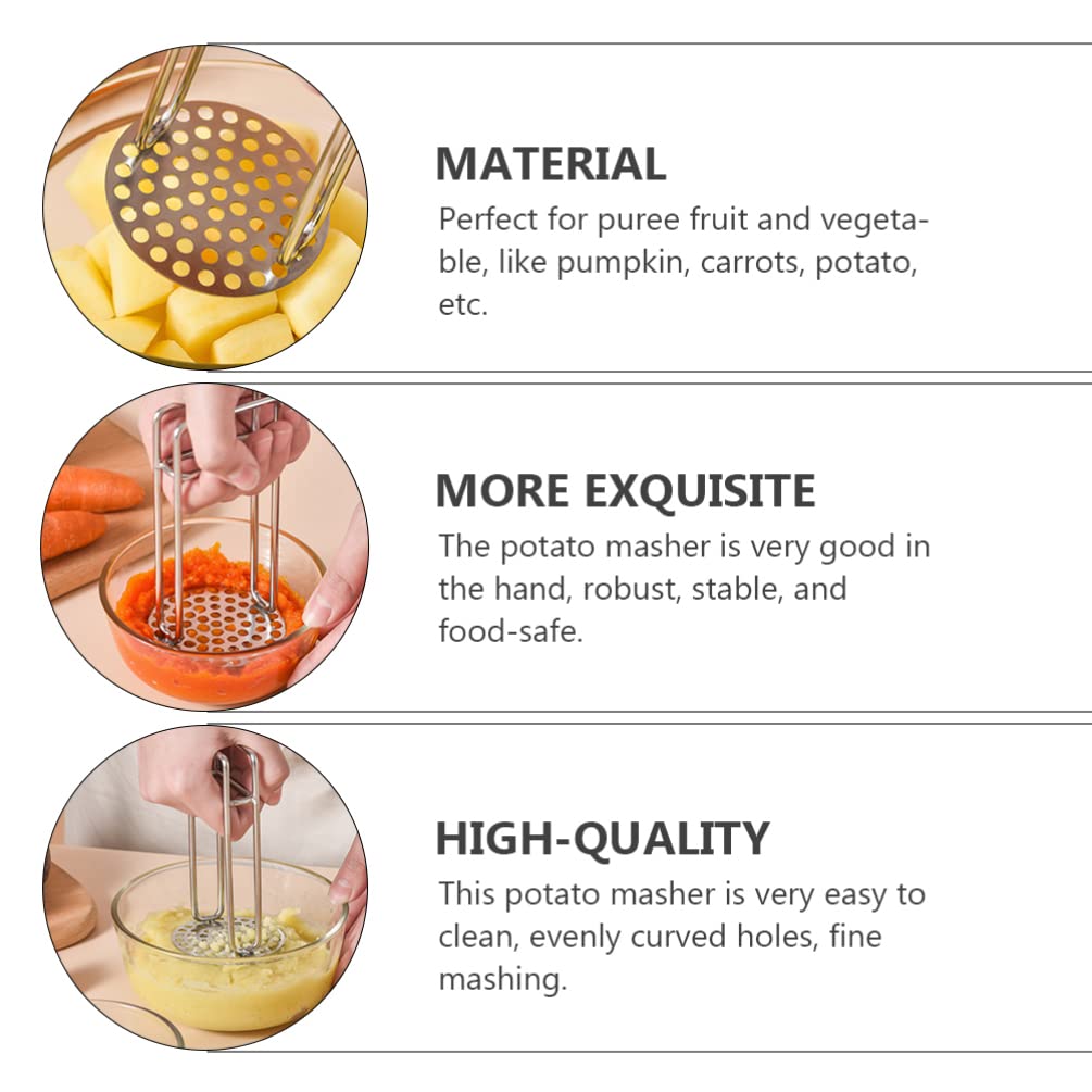 Stainless Steel Potato Masher & Vegetable Presser - 1PC Heavy Duty Kitchen Utensil for Mashing Potatoes, Pumpkins, Vegetables - Perfect for Home Cooking, Baking, and Meal Prep