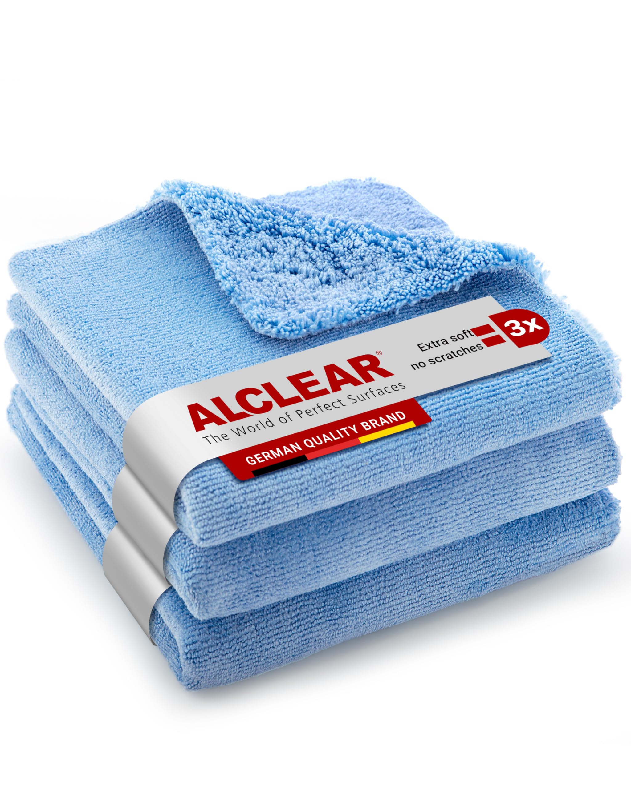 Premium Double Sided Microfiber Polishing Cloth - Scratch-Free, No Holograms - 3 Pack (Blue) - Perfect for Jewelry, Glasses, Watches & Electronics Cleaning
