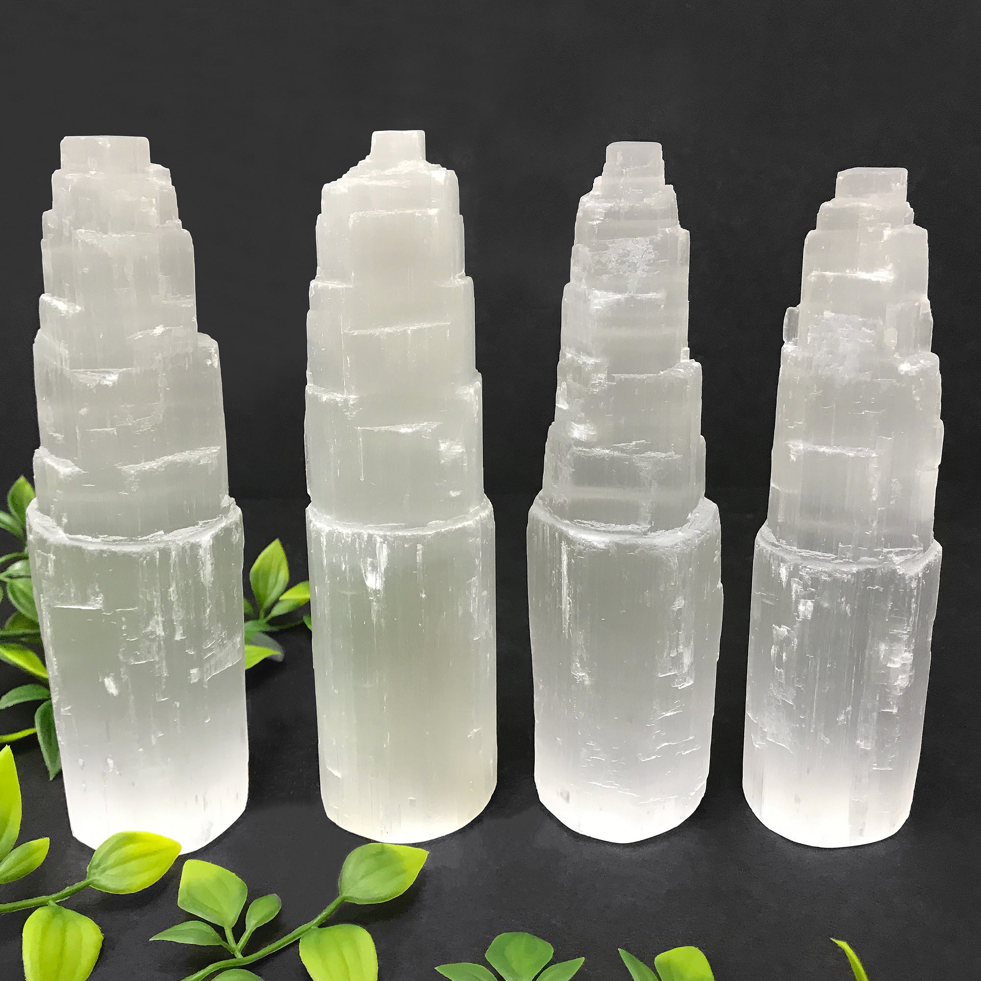 Natural Self Standing Selenite Crystal Pagoda Tower - Energy Cleansing & Healing Stone for Meditation, Chakra Alignment - Spiritual Home Decor & Protection Crystal (12