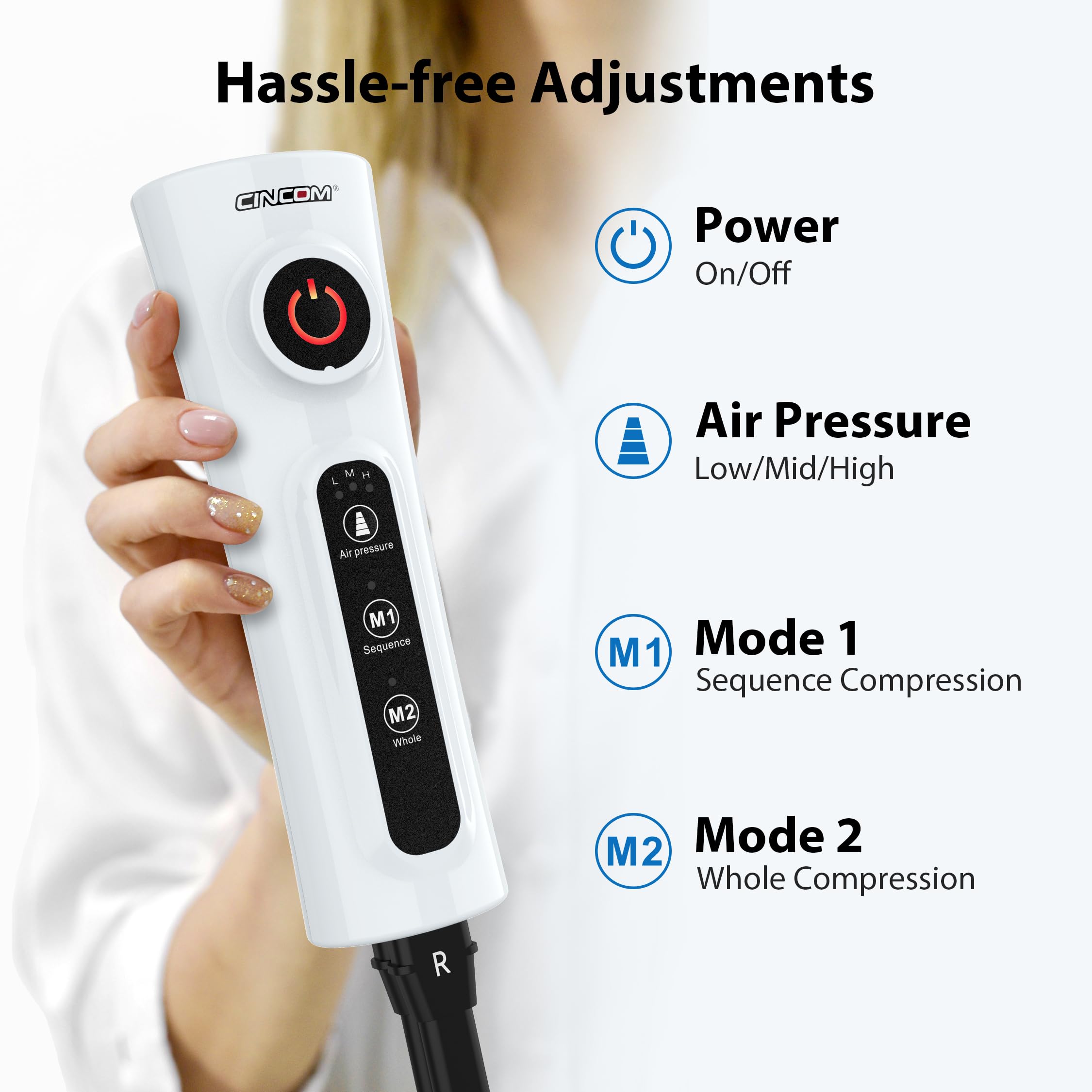 CINCOM Leg Massager for Circulation & Pain Relief - Air Compression Foot & Calf Massager for Relaxation, Swelling, Edema - Ideal Gift for Parents (Includes 2 Extensions) - FSA/HSA Eligible - Perfect for Home Use, Office Relaxation & Post-Workout Recovery