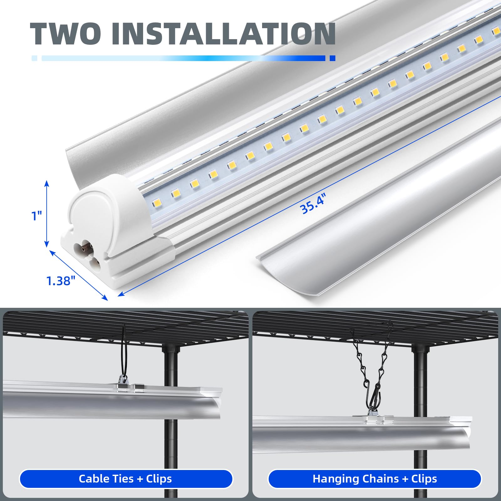 Barrina 3FT T8 Full Spectrum 150W LED Grow Light with Plant Stand - 5 Pack Indoor Plant Shelf for Multiple Plants, On/Off Timer, 6-Tier 35.4