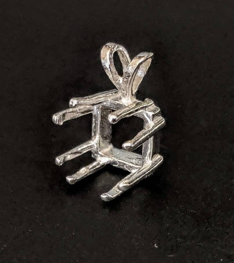 Premium 6mm & 11mm Square 8-Prong Pendant Settings in Solid Sterling Silver or 14K Gold - Handcrafted in USA | Perfect for Jewelry Making, Custom Necklaces & Gift Giving