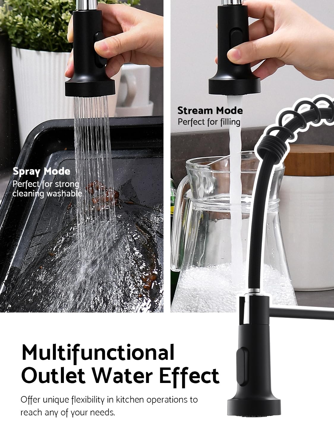 WEWE Matte Black Touchless Kitchen Faucet with Pull Down Sprayer - Motion Sensor Activated, Single Handle Stainless Steel Sink Faucet for Modern Kitchens | Perfect for Busy Cooks, Families & ADA Compliant Spaces