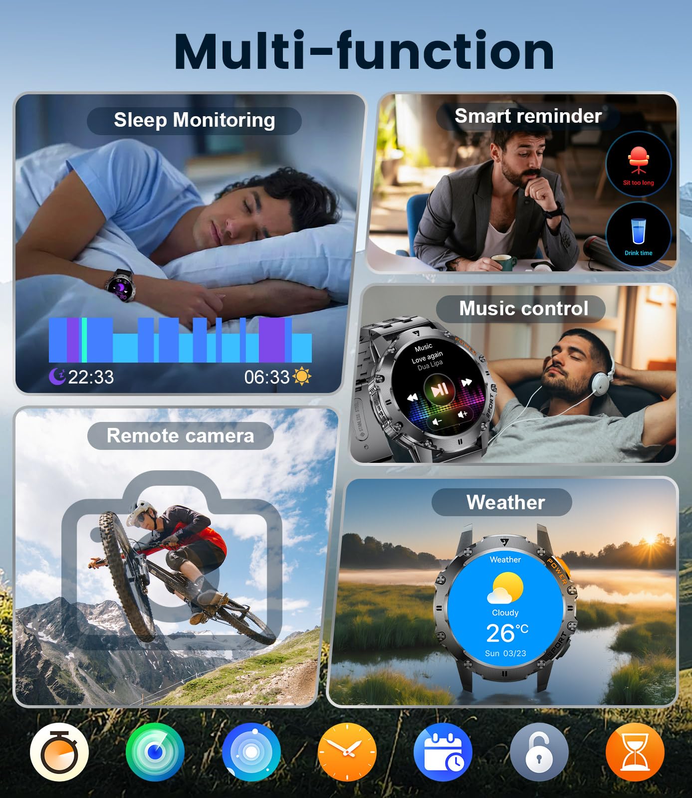 Military Tactical Smart Watch for Men - 1.43