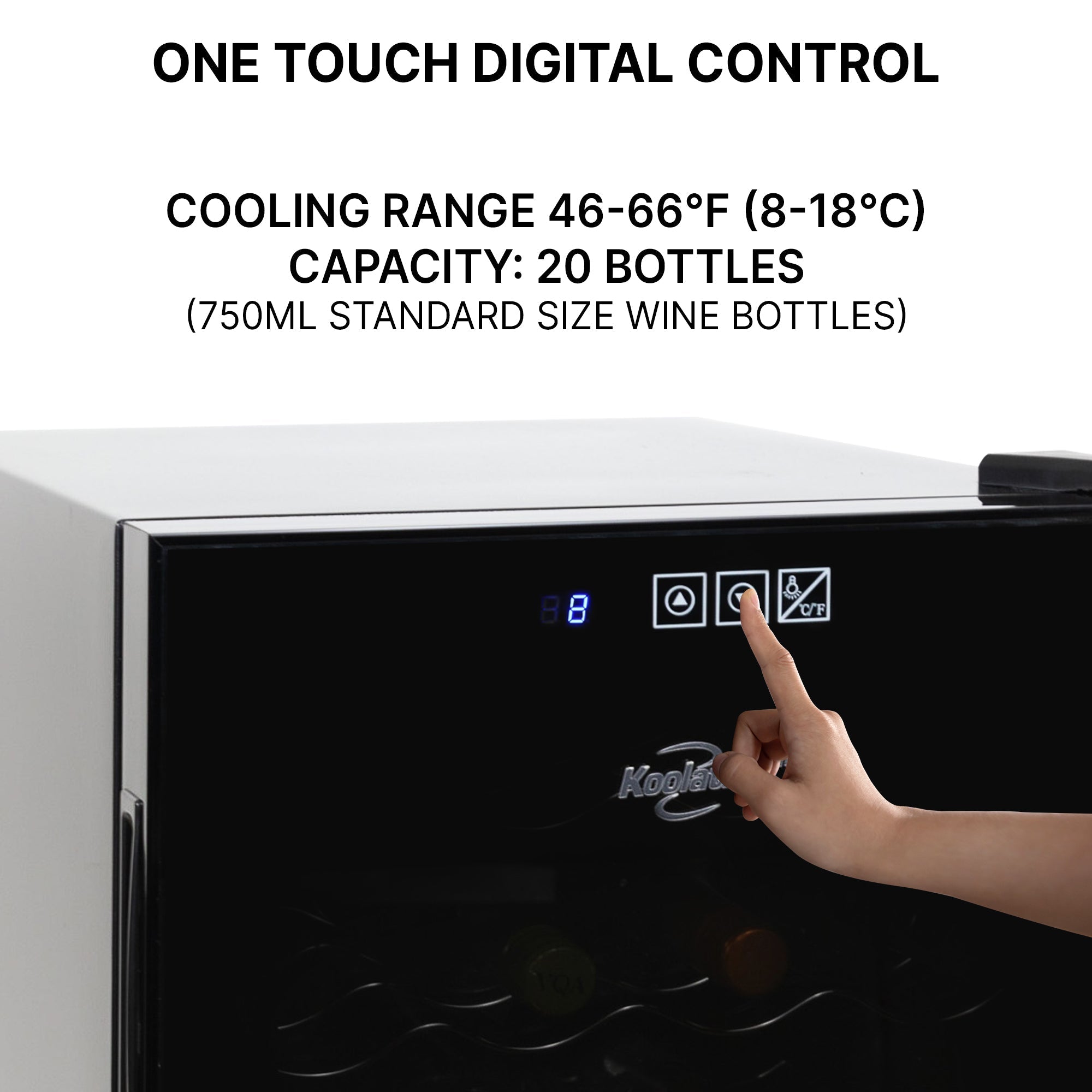 Koolatron 20 Bottle Wine Cooler - 1.7 cu. ft. (48L) Black Thermoelectric Wine Fridge for Red, White & Sparkling Wines | Freestanding Wine Cellar for Home Bar, Apartment, Condo | Perfect for Entertaining & Wine Storage