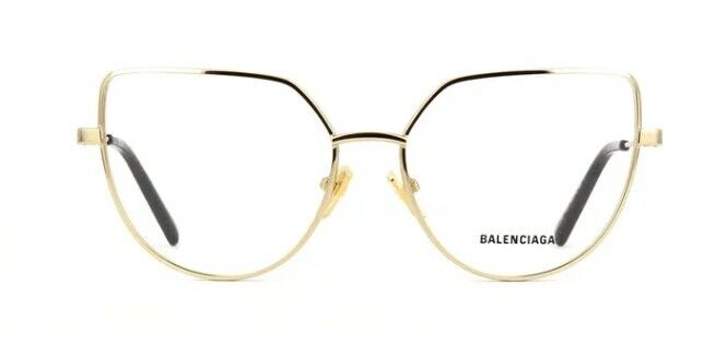 Balenciaga BB0197O 002 Gold Metal Full Rim Cat Eye Women's Eyeglasses - Stylish Designer Frames for Women, Perfect for Work, Date Night & Fashion Events