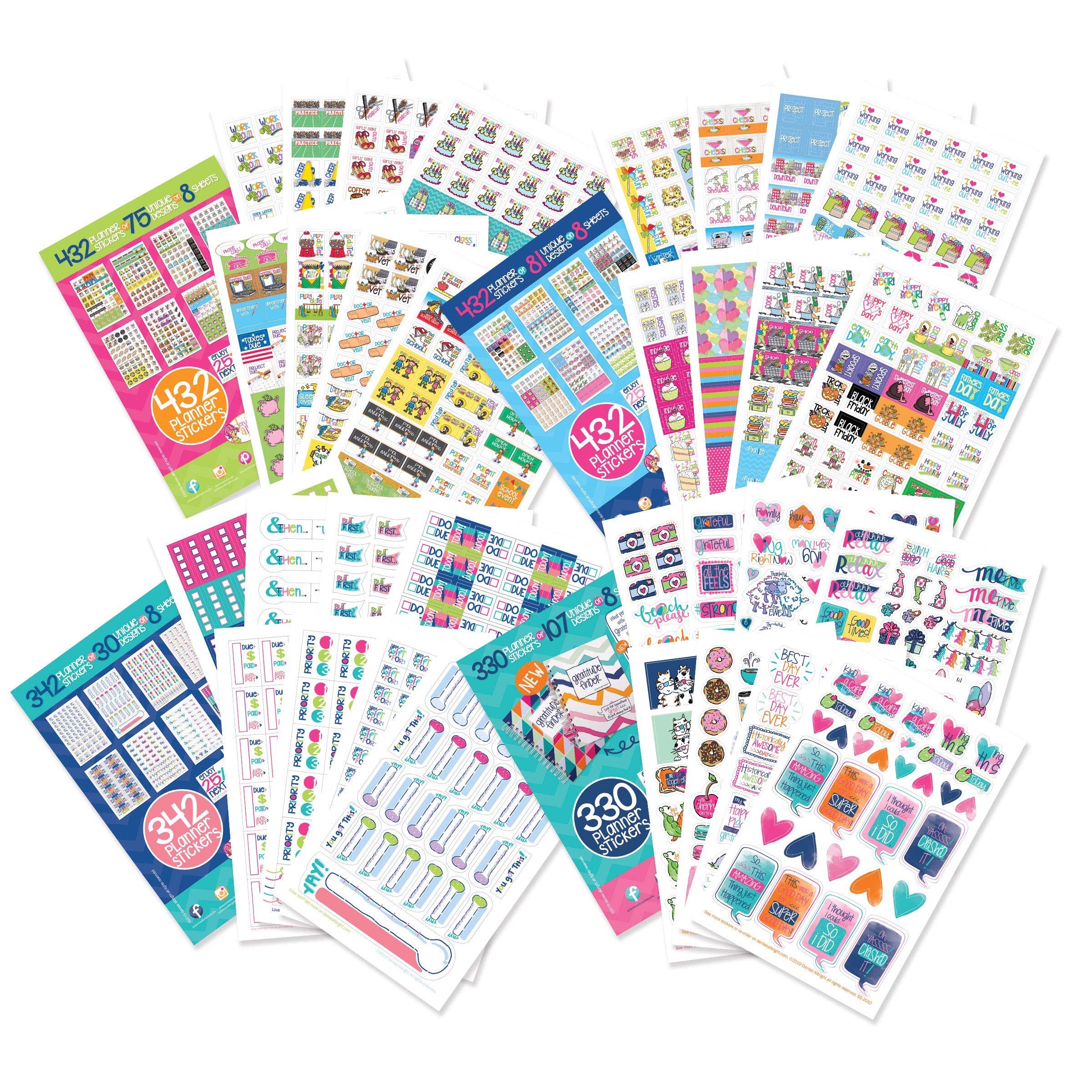 1536-Piece Premium Planner Stickers Variety Pack - Holiday, Birthday, Thank You & Grateful Heart Stickers for Bullet Journals, Calendars & DIY Planners | Perfect for Organizing, Scrapbooking & Gift-Giving