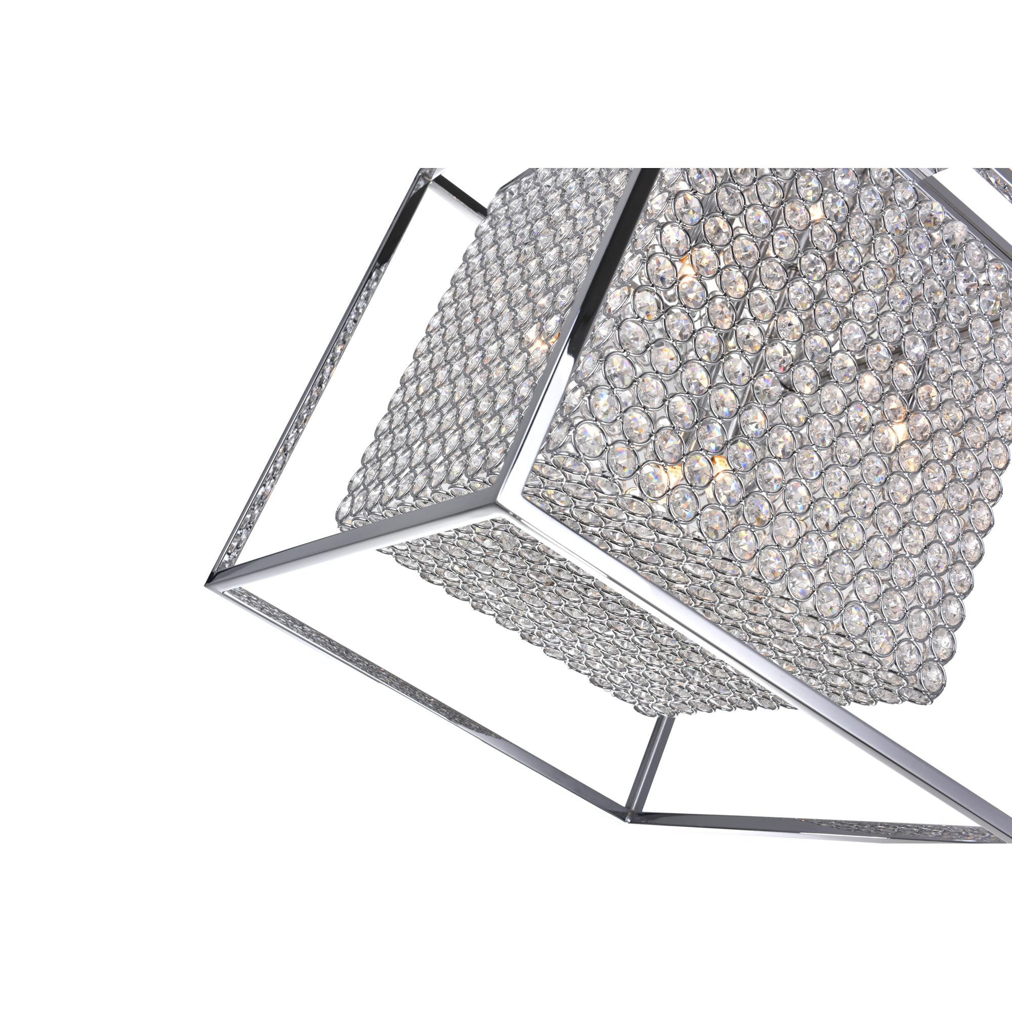 CWI Lighting 5-Light Modern Cube Chandelier with Chrome Finish for Dining Room, Kitchen, or Living Room Ceiling Decor