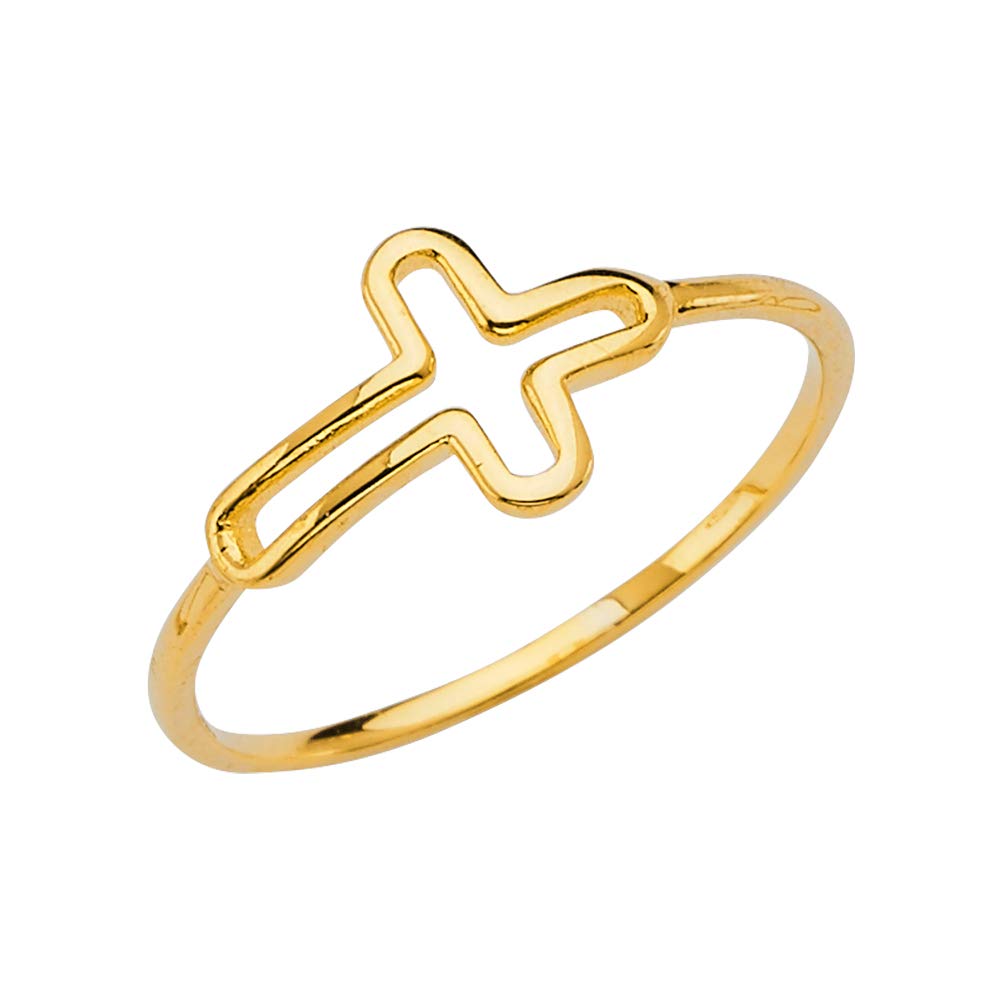 14K Yellow Gold Cross Fashion Ring for Women - Elegant Anniversary Gift, Wedding, Birthday & Everyday Wear | Jewels By Lux