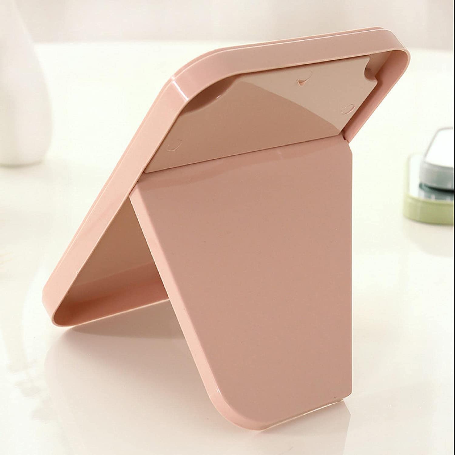 WE-CEF Portable Folding Vanity Makeup Mirror with Stand - Adjustable Desktop Cosmetic Mirror for Women, Light Pink - Perfect for Home, Travel & Salon Use