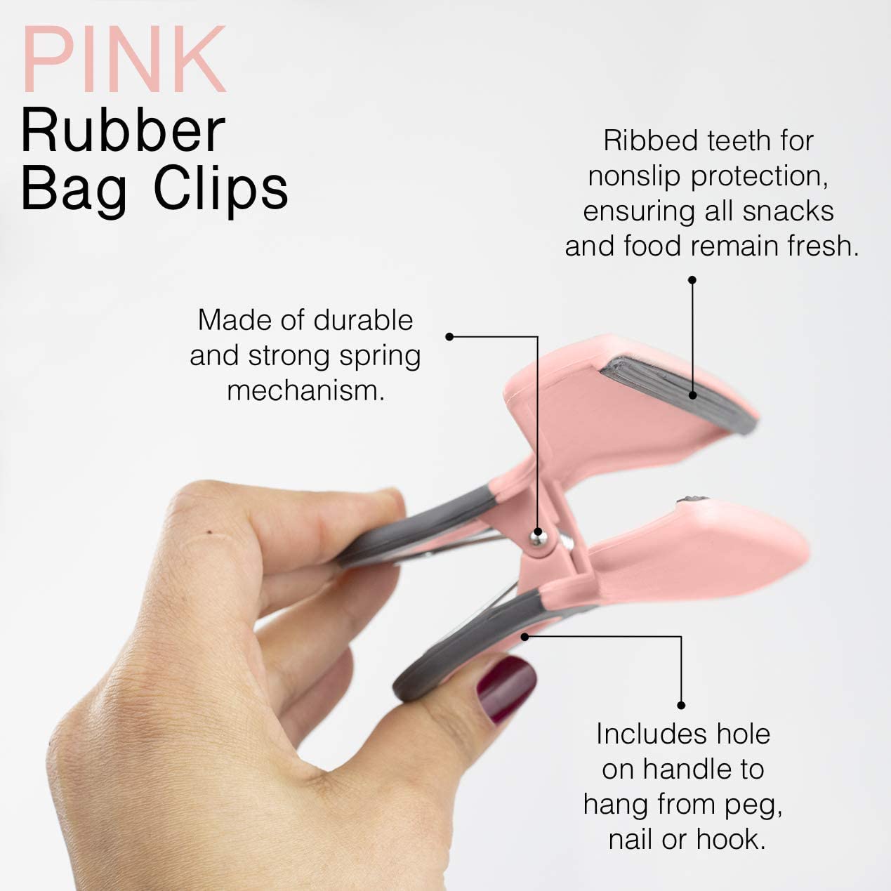 COOK WITH COLOR Heavy Duty Food Clips - 4 Pack Large Bag Clips for Airtight Food Storage, Wide Grip Chip Clips (Pink) - Perfect for Kitchen Organization, Snack Bags & Bulk Food Containers