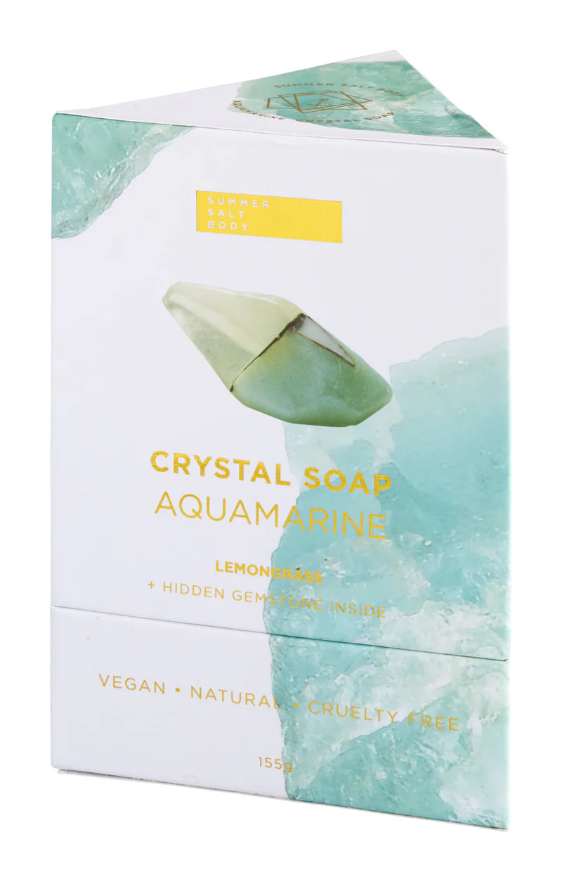 Natural Aquamarine Crystal Soap with Hidden Gemstone - Handmade Gemstone Soap for Spa, Bath & Gift Giving | Relaxing Aromatherapy & Skin Care