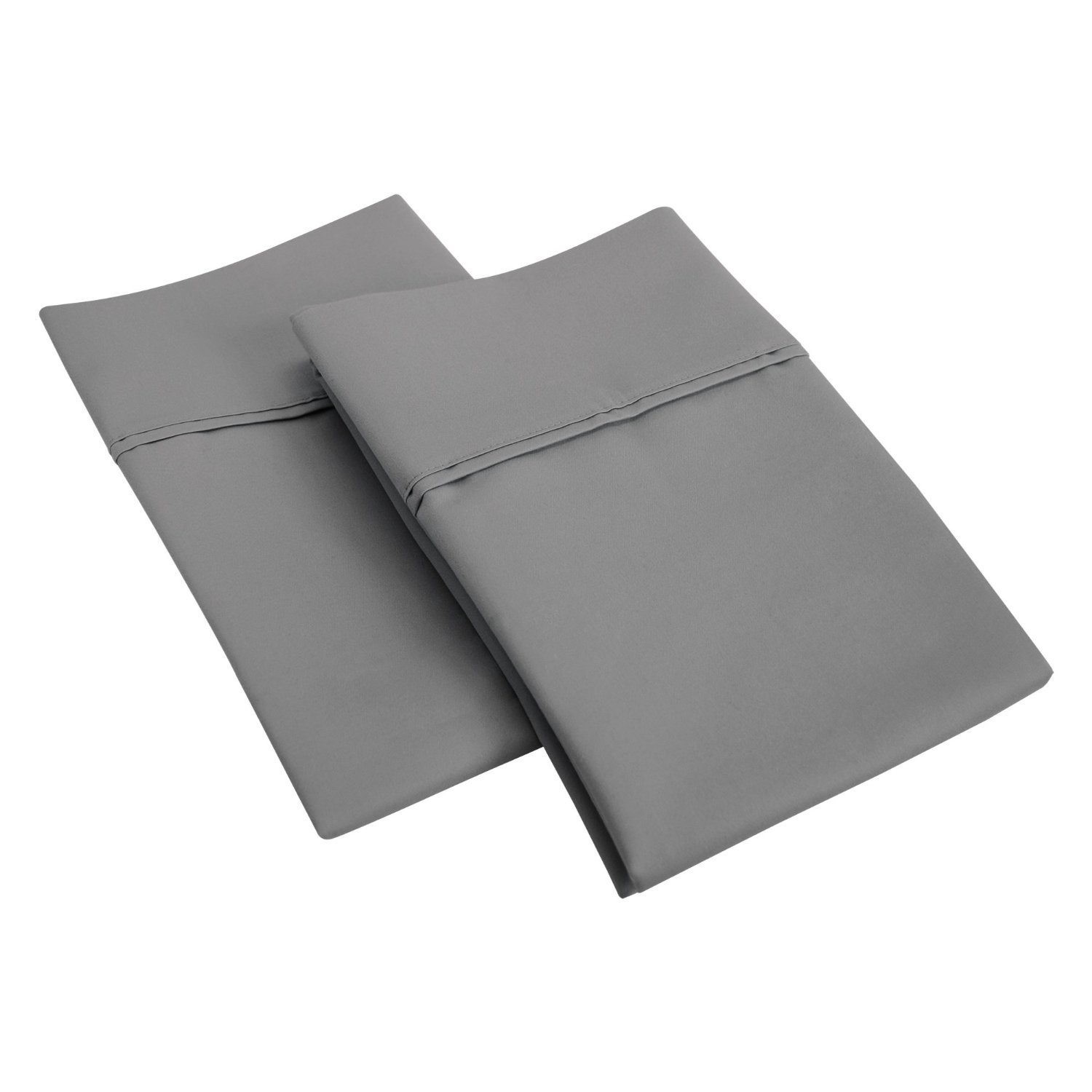 Luxury 600 Thread Count 100% Cotton Sateen 4-Piece Sheet Set - Grey Solid Color, Fits Olympic Queen Mattress with 25