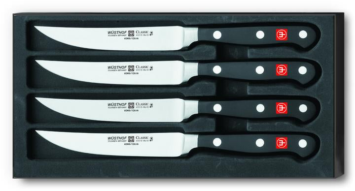 Premium 4-Piece Steak Knife Set - Razor Sharp Stainless Steel Blades with Ergonomic Handles - Perfect for Steakhouse-Style Dining, BBQ Parties & Gourmet Home Cooking