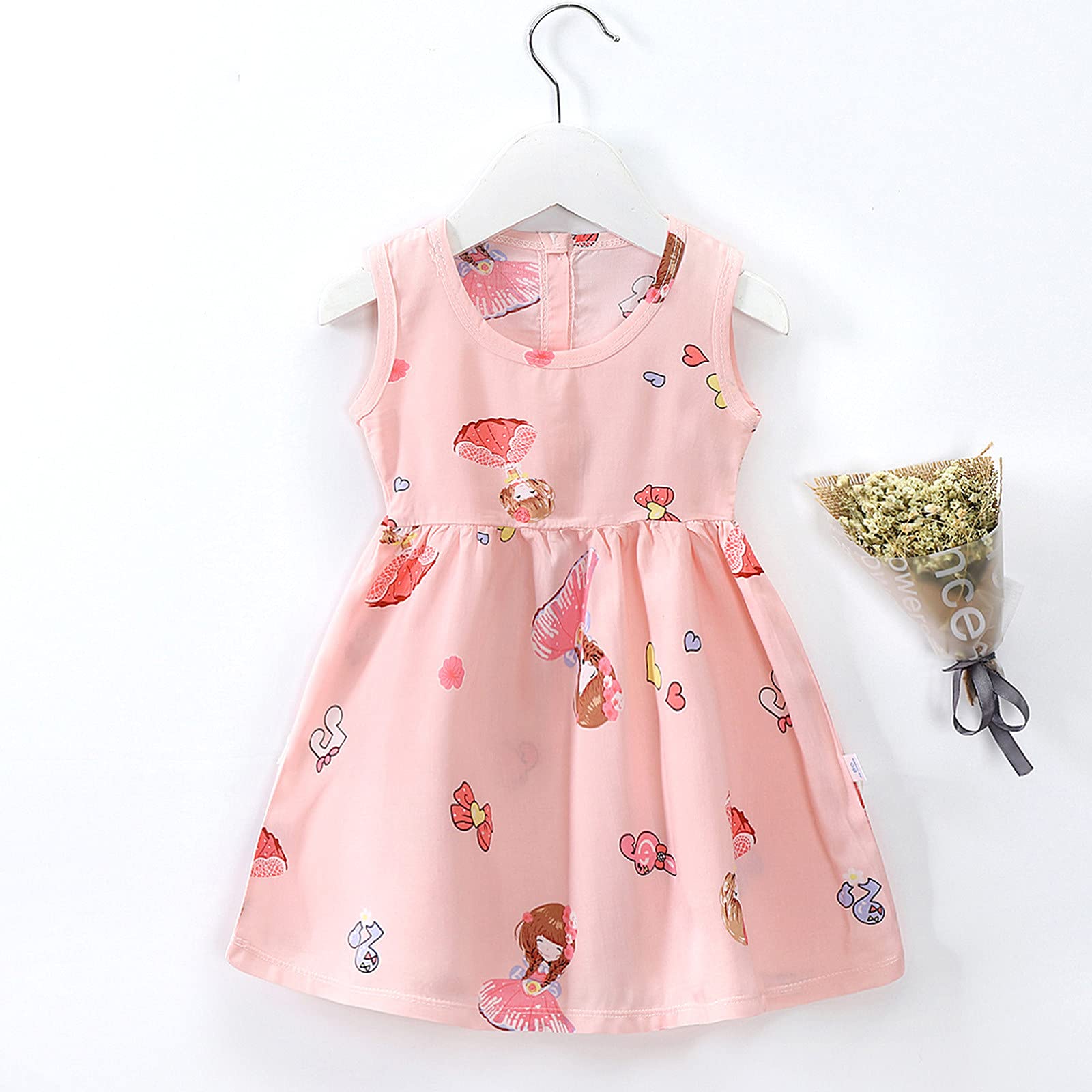 Floral Princess Baby Girl Dress - Sleeveless Toddler Beach Dress for Girls 18-24 Months | Perfect for Weddings, Parties & Summer Outfits (Orange)