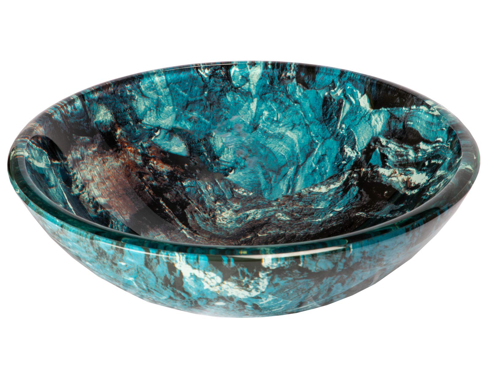 Cliffside Multi-Colored Round Glass Vessel Sink for Bathroom Vanity - Modern Handmade Artisan Basin for Powder Room, Guest Bath & Spa Retreat