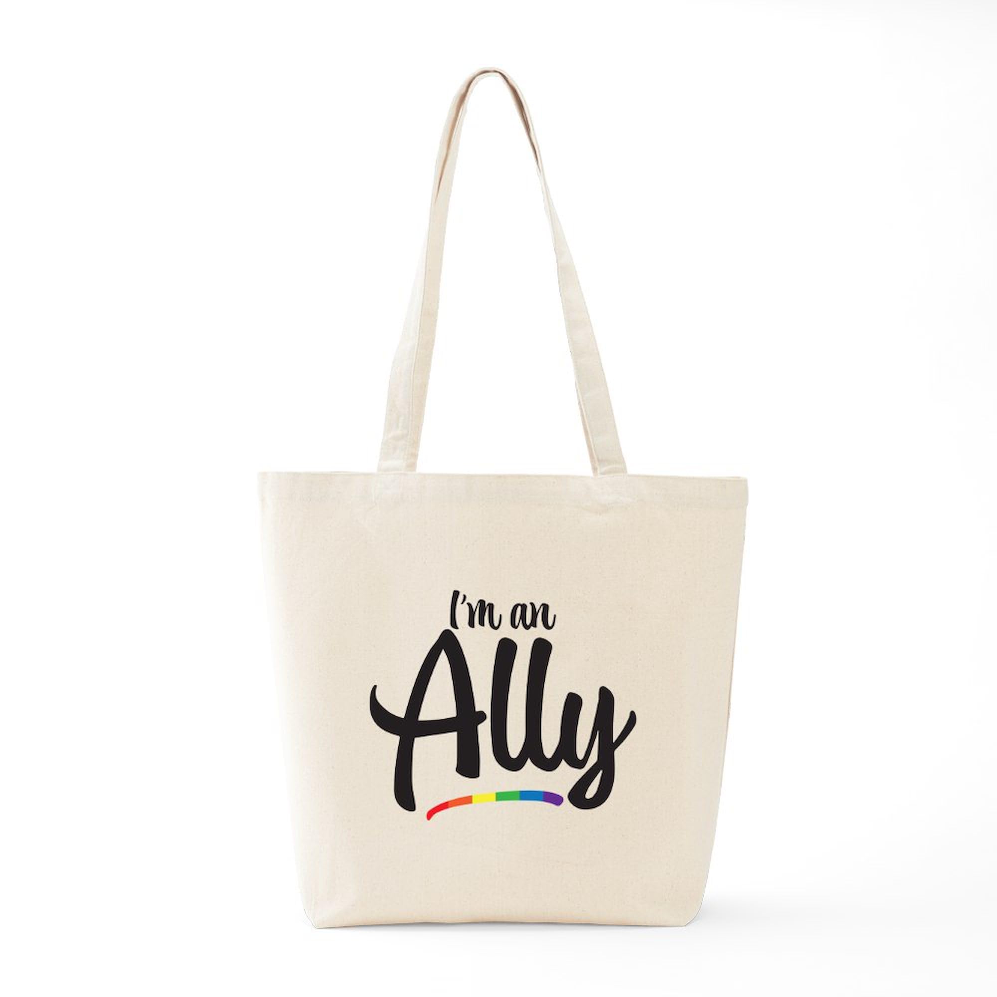 I'm An Ally Gay Pride Tote Bag - Natural Canvas Reusable Shopping Bag for LGBTQ+ Support | Perfect for Pride Parades, Groceries & Everyday Use