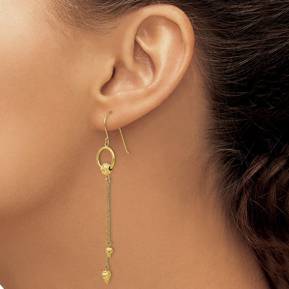 Gold Diamond Cut Dangle Shepherd Hook Earrings TL861 - Elegant Fashion Jewelry for Women, Perfect for Parties, Weddings & Special Occasions