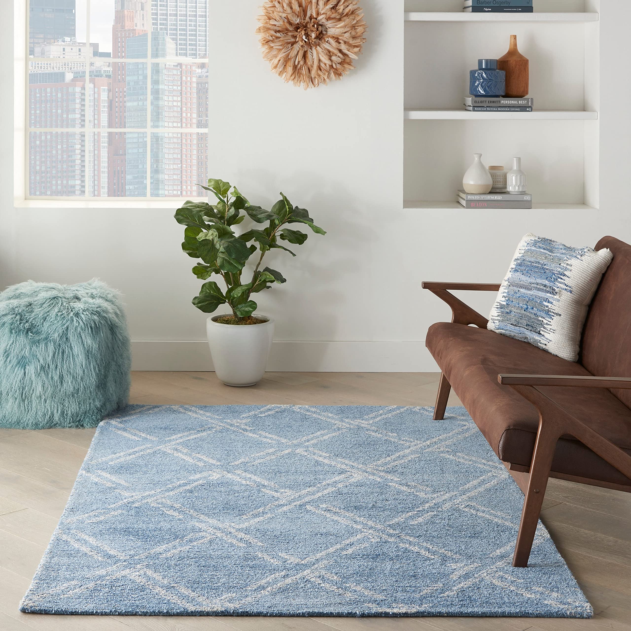 Nourison Venosa Modern Blue/Ivory 3'9