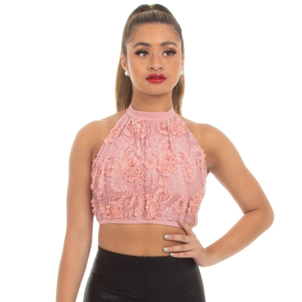 Women's Pink Lyrical Dance Crop Top - Falling Slowly Costume for Youth Size 12 | Perfect for Dance Competitions & Performances