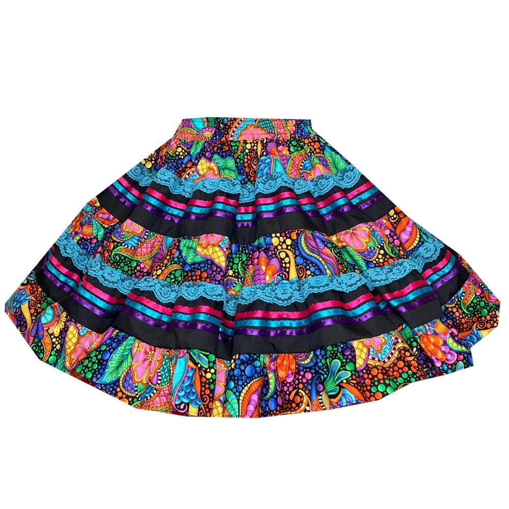 Vibrant Women's Square Dance Skirt - Flowy Flared Swing Skirt for Latin, Ballroom & Folk Dancing - Perfect for Performances, Practice & Costumes