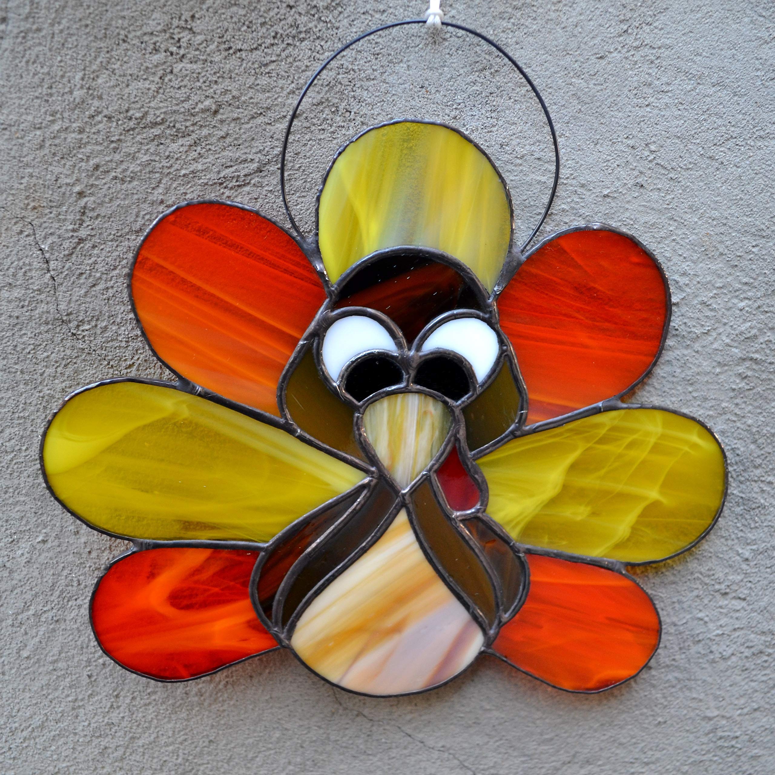 Thanksgiving Turkey Stained Glass Suncatcher - Handmade Window Hanging Decor & Wall Art for Holiday Home Decoration | Perfect for Thanksgiving Decor, Christmas Ornaments, and Seasonal Gift Ideas