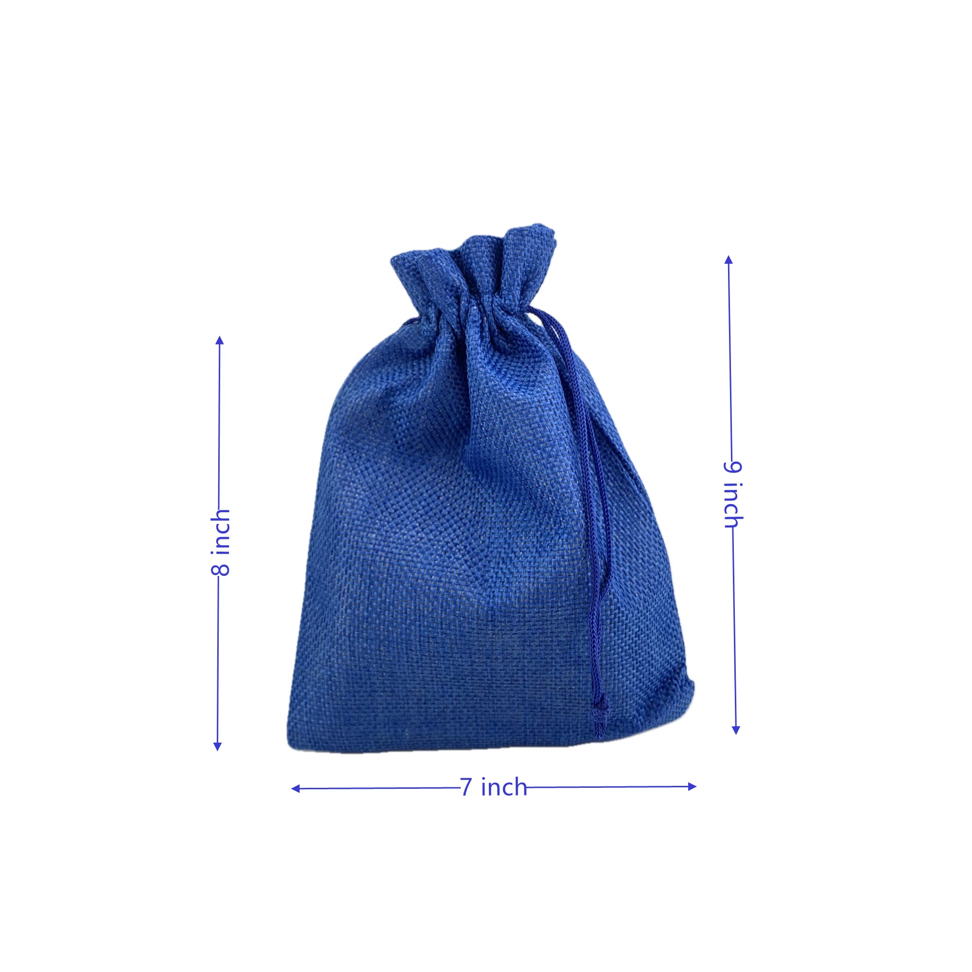 25 Pack Burlap Drawstring Gift Bags - 7x9 Inch Royal Blue Linen Jewelry Pouches for Wedding Favors, Birthday Party, Bridal Shower & Baby Shower Gifts - Eco-Friendly Hessian Jute Bags for Treats & Small Gifts